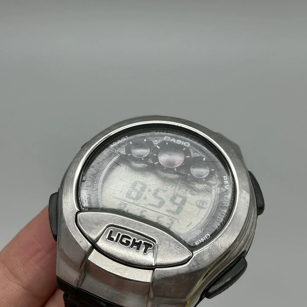 Casio W-755 Mens Watch 42mm Digital Black Resin World Time Illuminator 100M WR